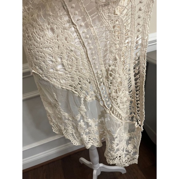 Crochet Lace Boho Swimwear Beach Top Bikini Cover Up White Fits Small Medium - Picture 4 of 6
